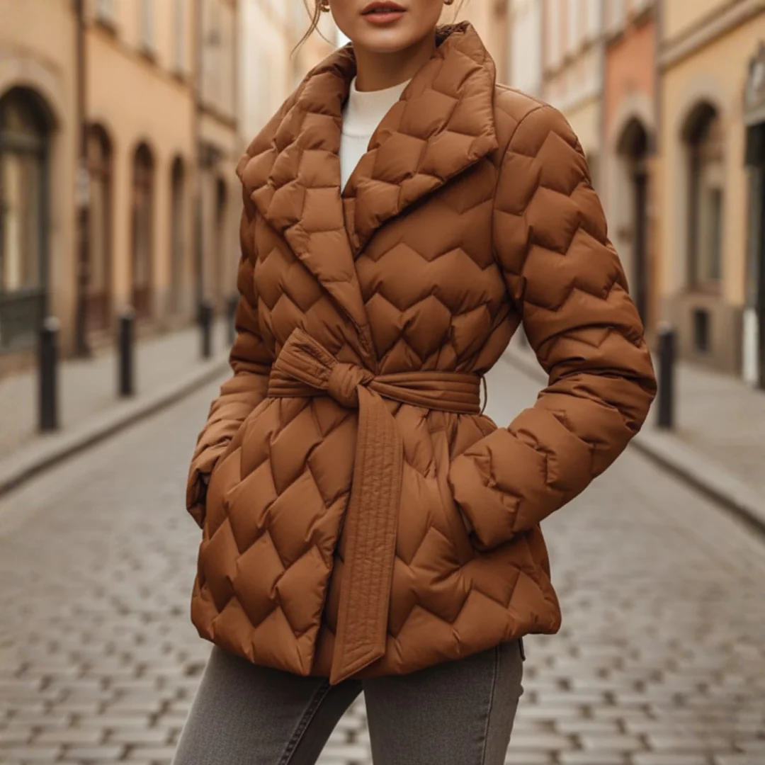 Quilted Women's Coat with Belt