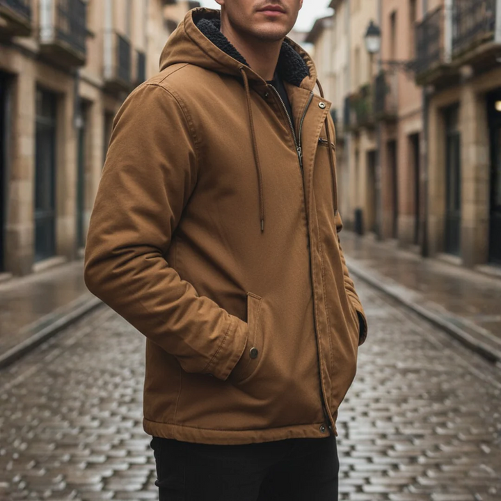 Men's Blue Winter Jacket with Hood