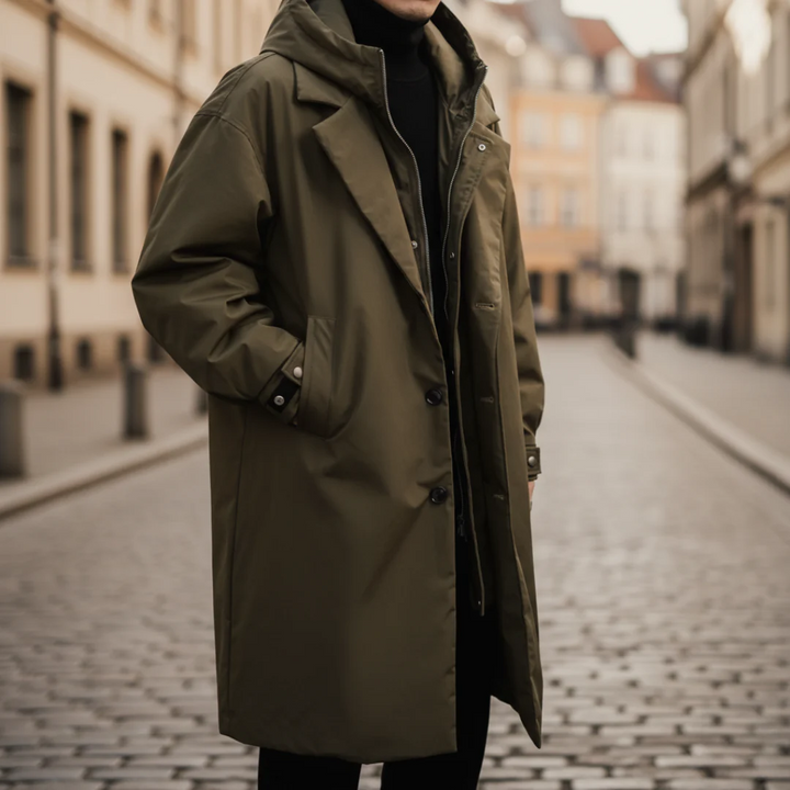 Cappotto impermeabile da uomo con cappuccio