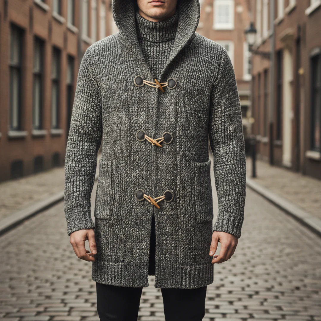 Men's Knit Coat with Hood