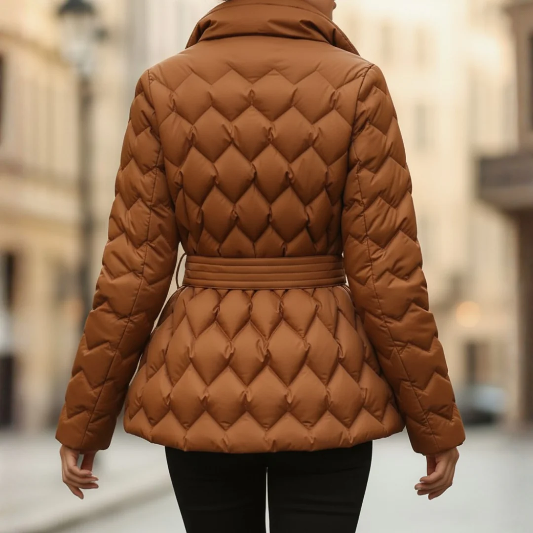 Quilted Women's Coat with Belt
