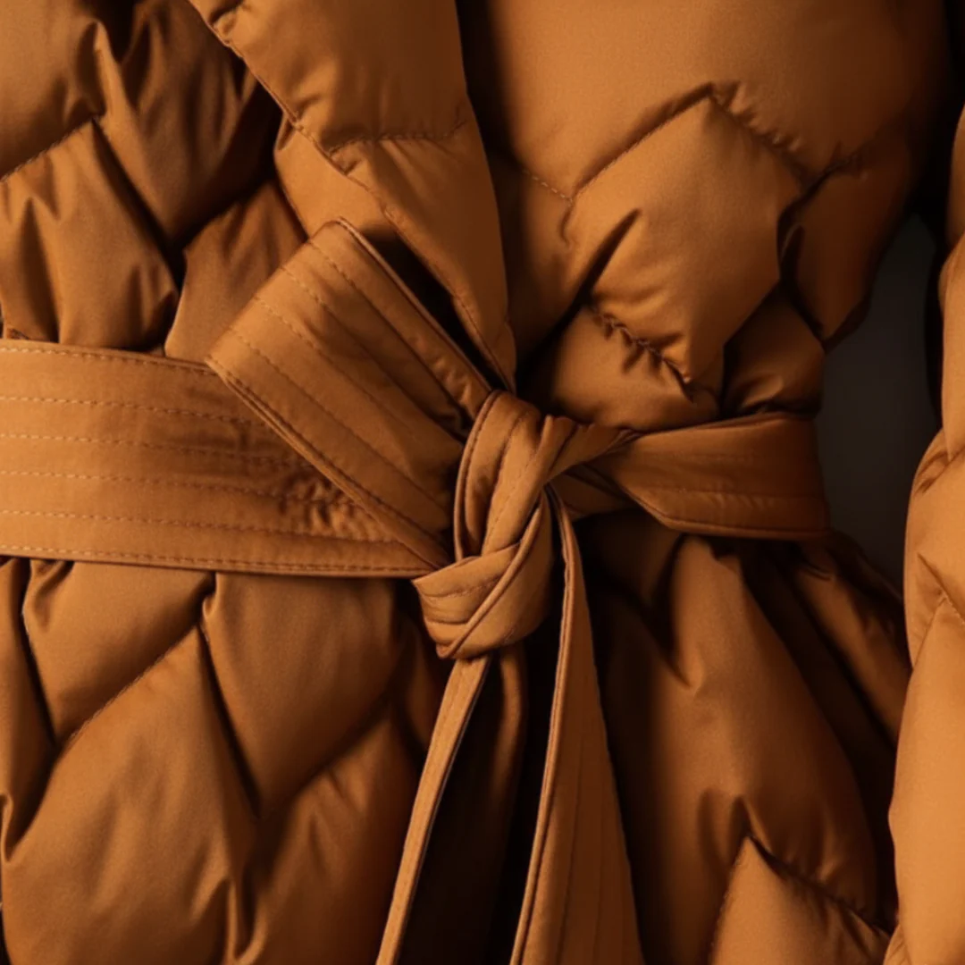 Quilted Women's Coat with Belt