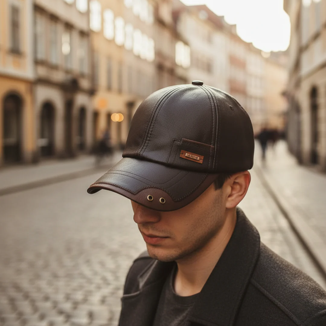 Cappello unisex regolabile in pelle ecologica