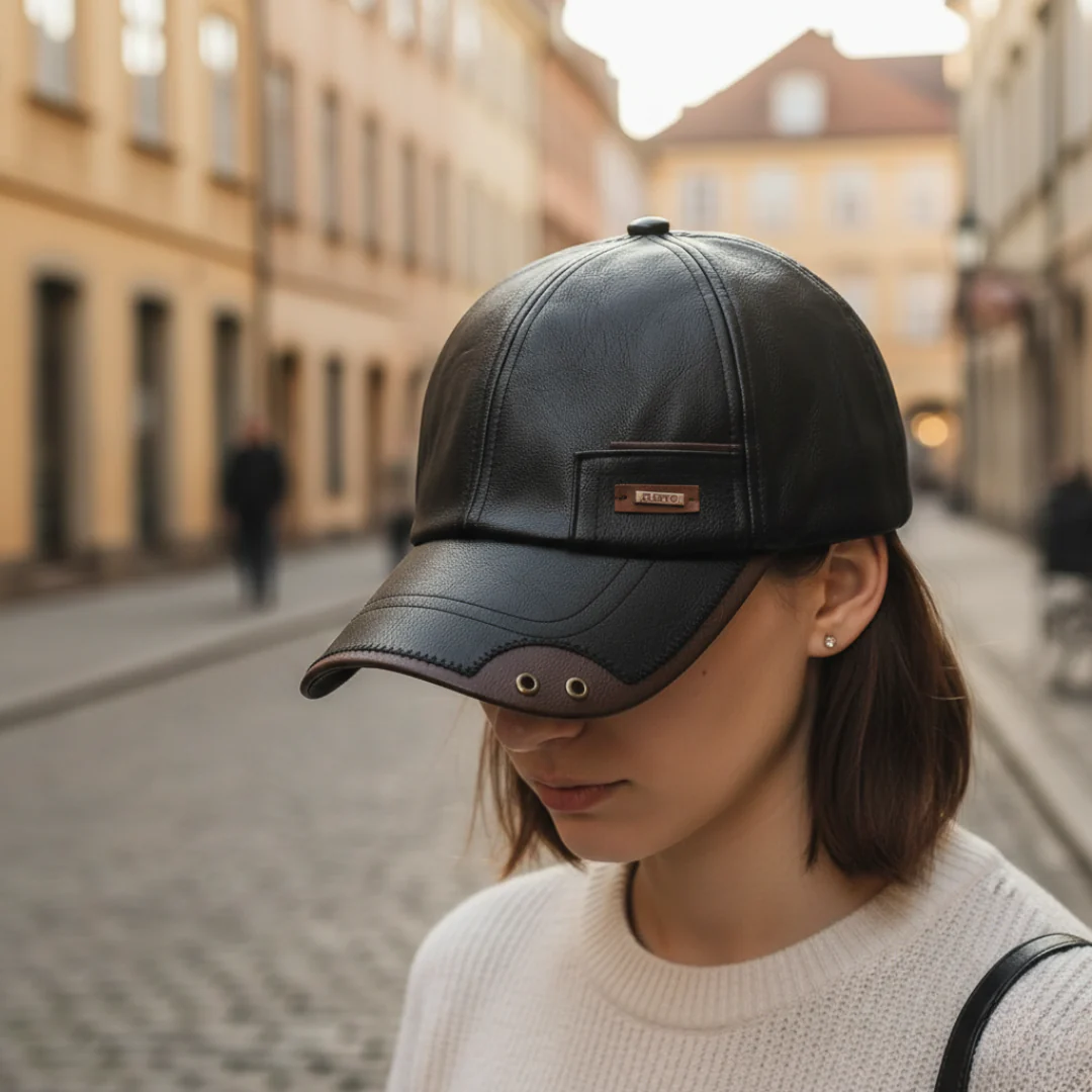 Cappello unisex regolabile in pelle ecologica