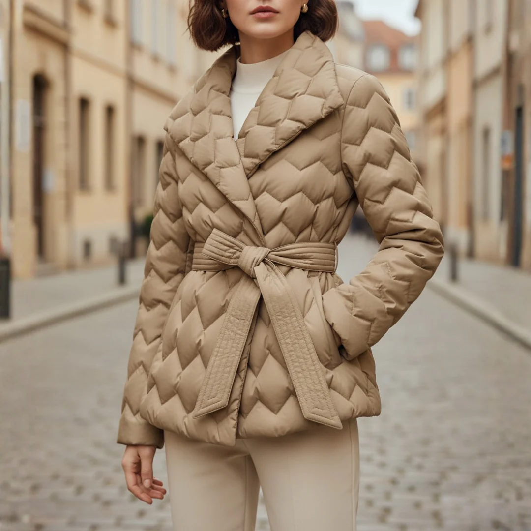 Quilted Women's Coat with Belt