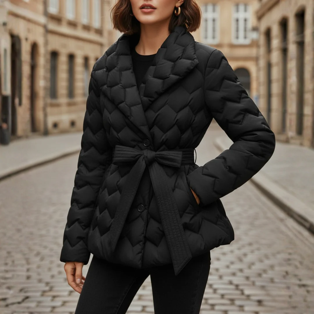 Quilted Women's Coat with Belt