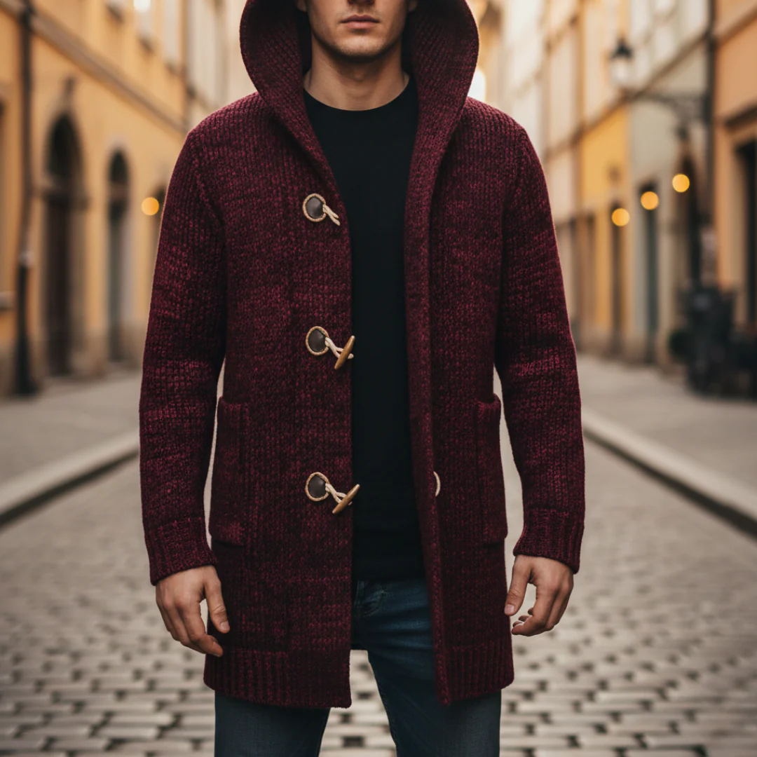 Men's Knit Coat with Hood