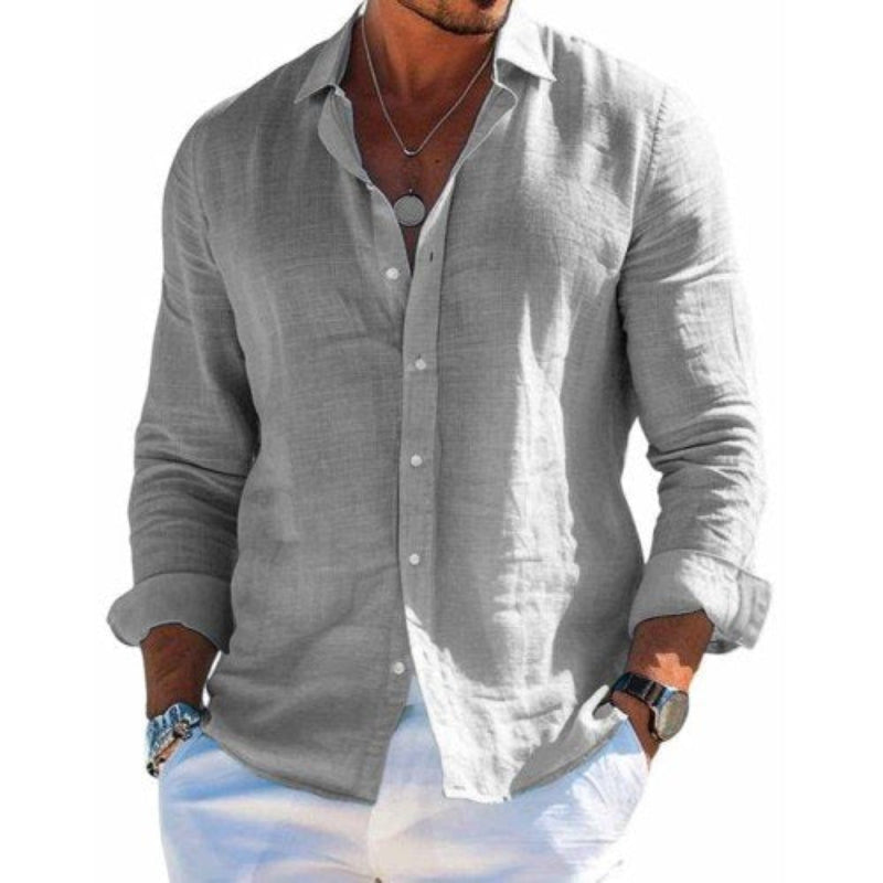 Men's Linen Button-Up Casual Summer Shirt
