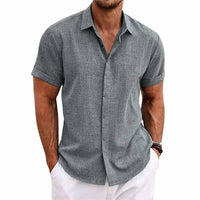 Camicia da uomo in lino con maniche corte e bottoni – estate