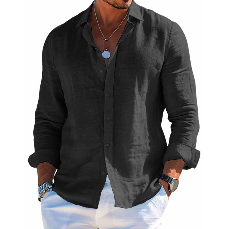 Men's Linen Button-Up Casual Summer Shirt