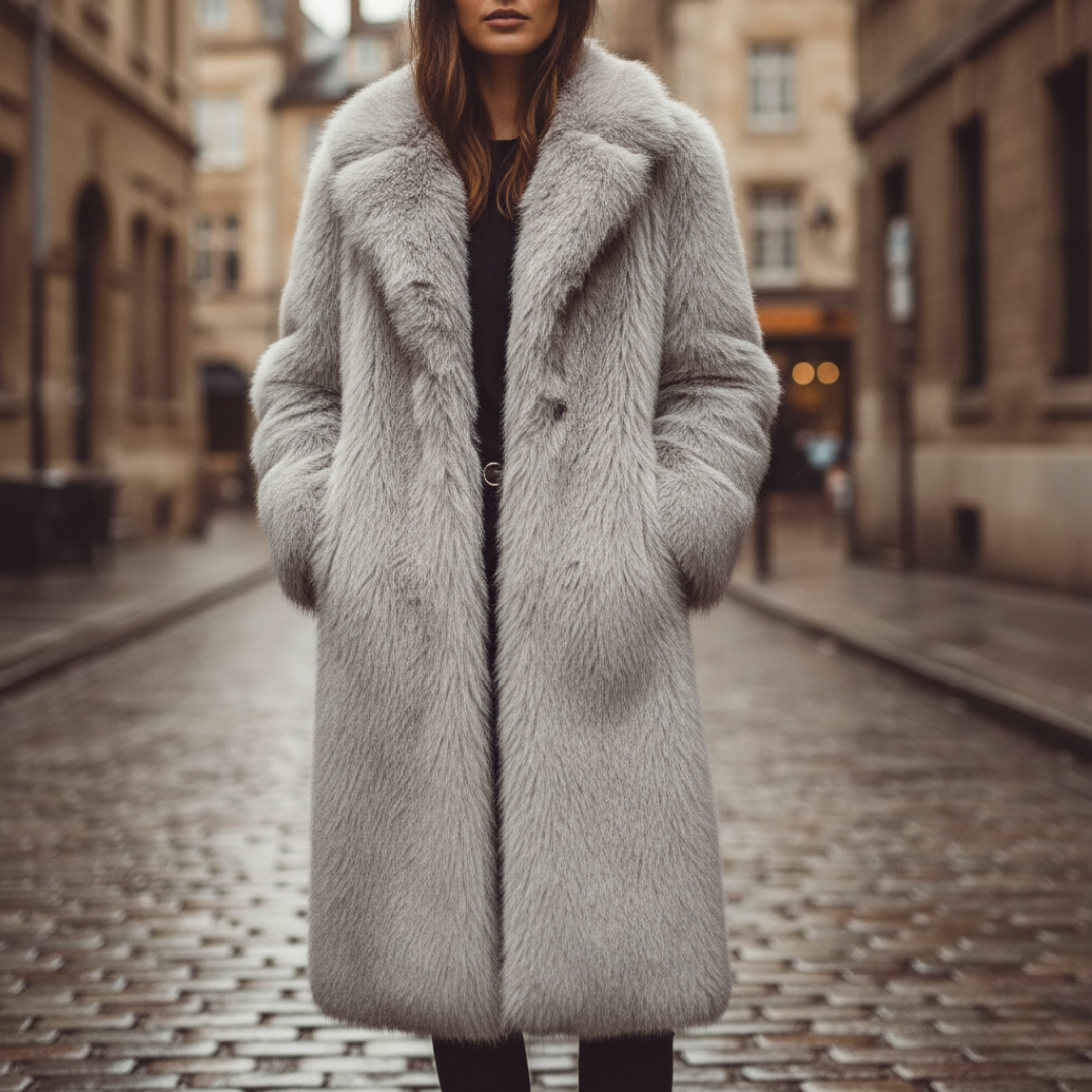 Long Synthetic Fur Coat for Women