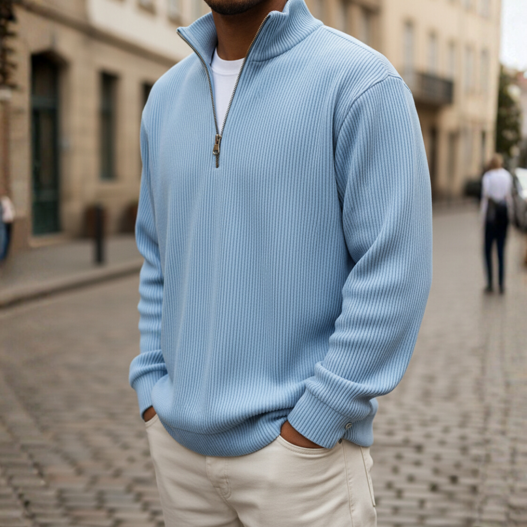 Men's High Neck Zip Sweater