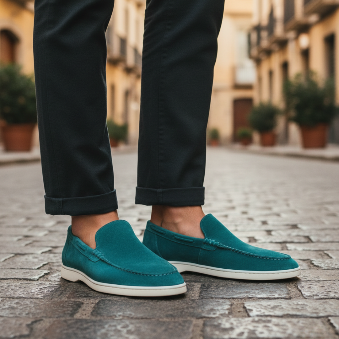 Men's Suede Moccasins with Rubber Sole