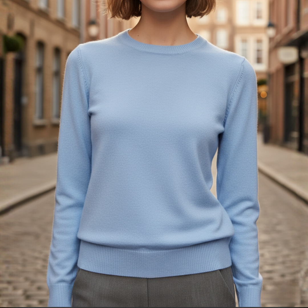 Women's Basic Long Sleeve Crew Neck Sweater in Fine Knit