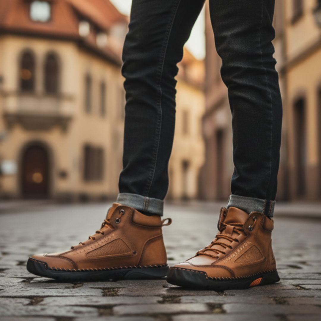 Men's Faux Leather Shoes with Rubber Sole