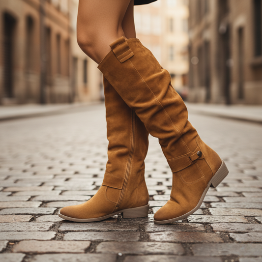 Women's Faux Leather Boots with Zipper