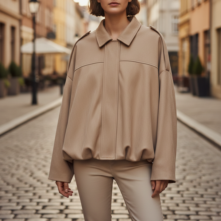 Elegant Oversized Women's Jacket in Mixed Fabric