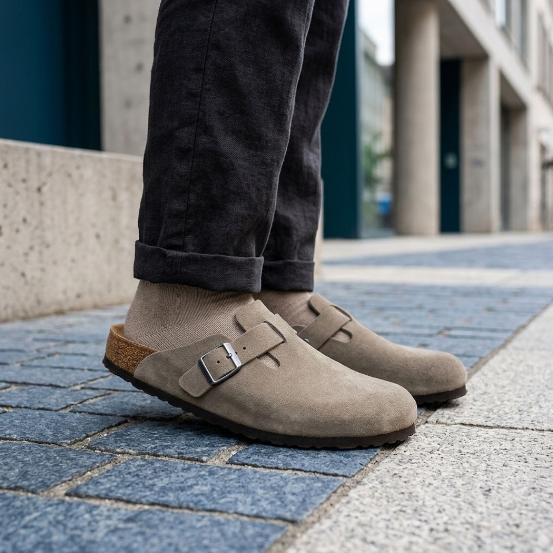 Unisex Low Leather Clogs with Adjustable Buckle