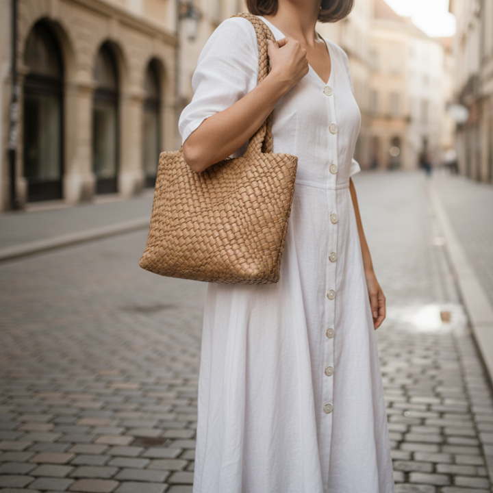 Borsa tote intrecciata in pelle da donna