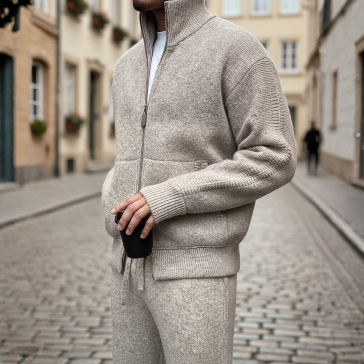 Men's Wool Knit Zip Jacket