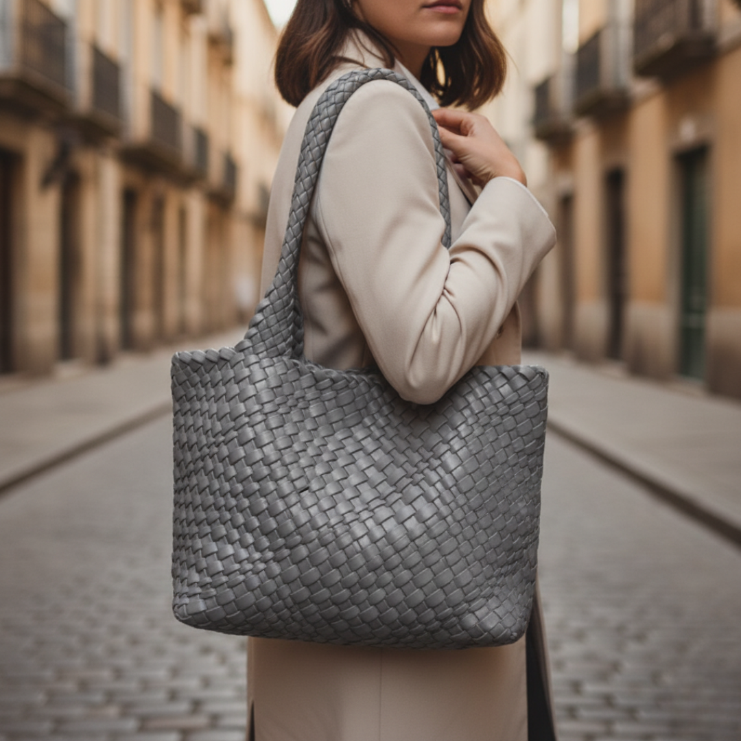 Borsa tote intrecciata in pelle da donna