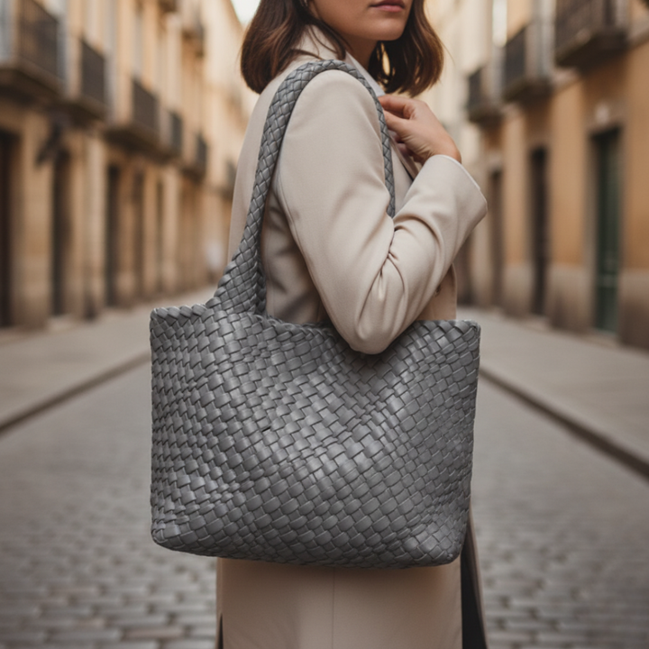 Borsa tote intrecciata in pelle da donna