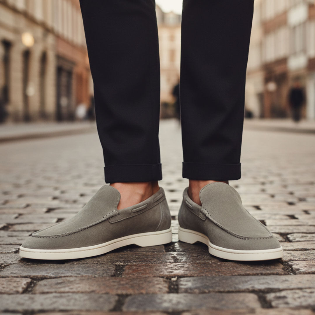 Men's Suede Moccasins with Rubber Sole