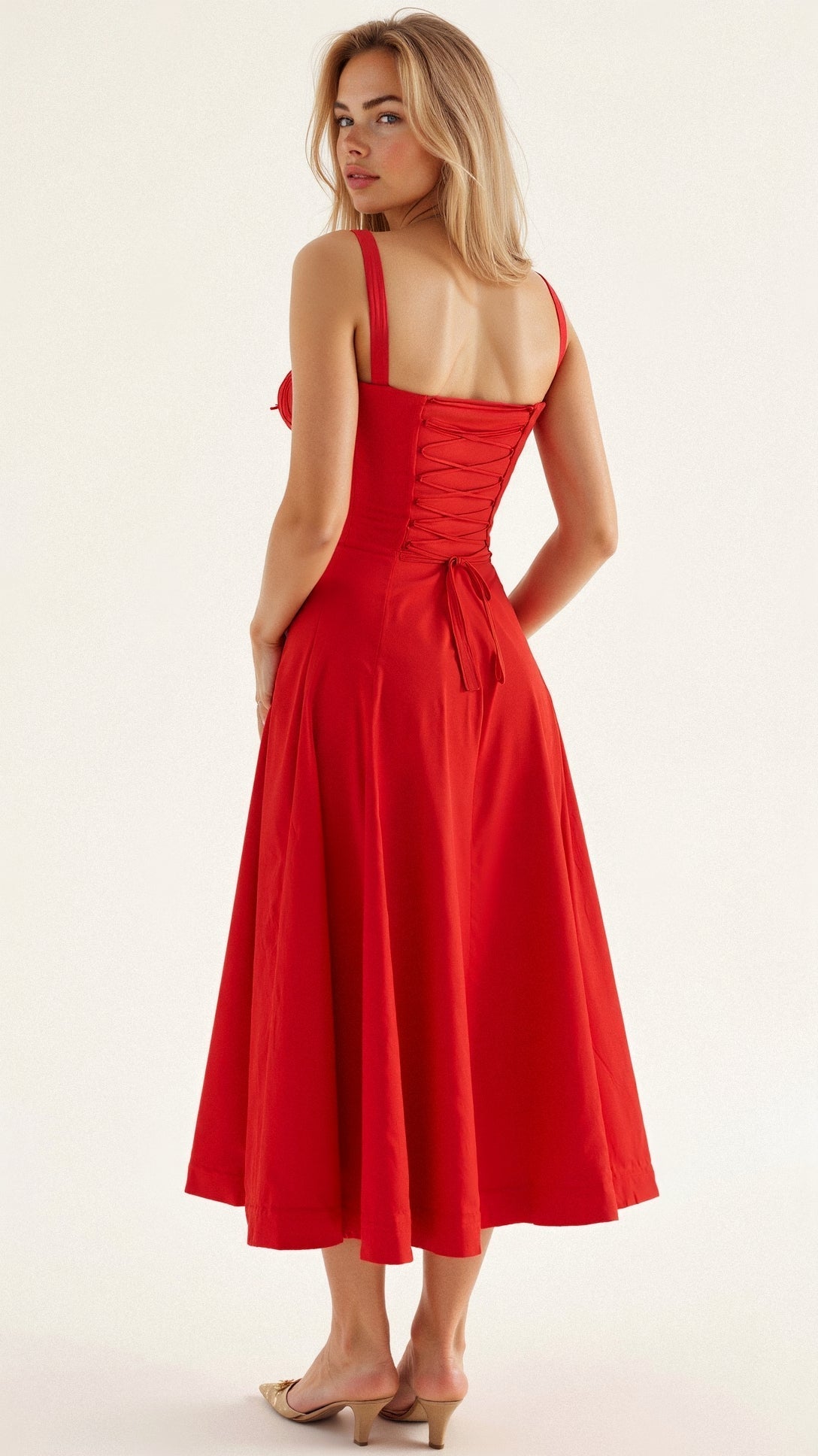 Women's Midi Velvet Sleeveless Slim Fit Dress – Elegant