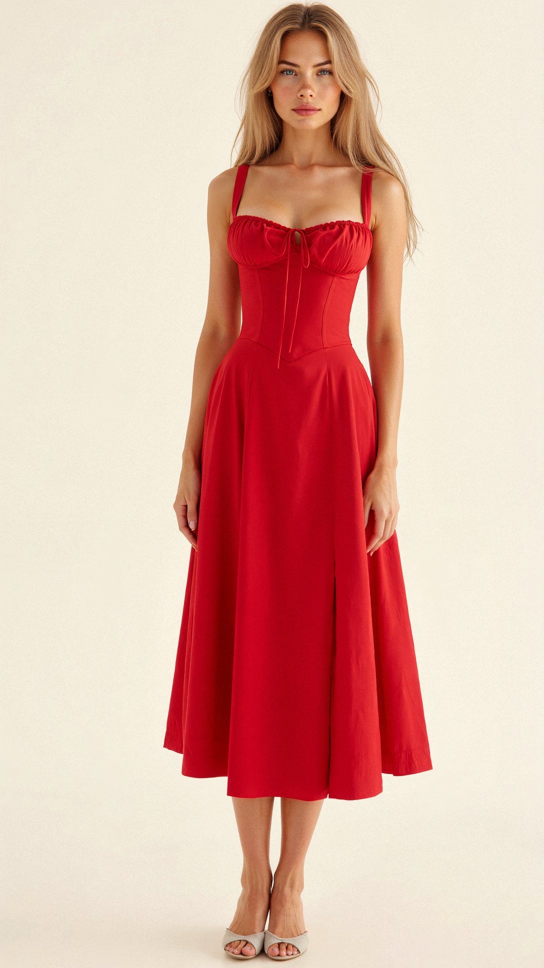 Women's Midi Velvet Sleeveless Slim Fit Dress – Elegant