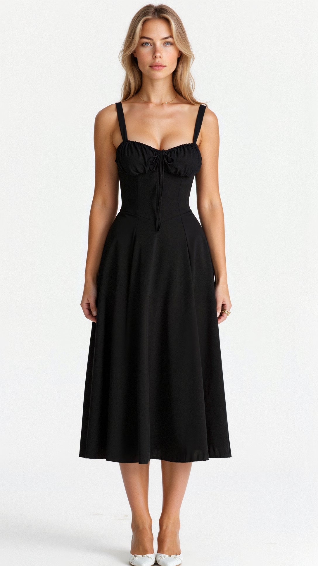 Women's Midi Velvet Sleeveless Slim Fit Dress – Elegant