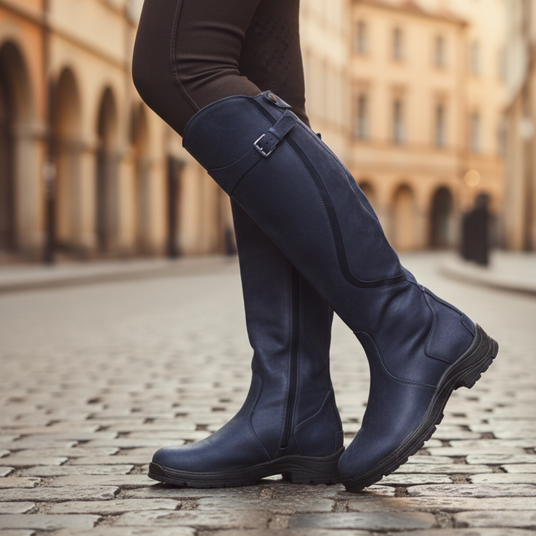 Women's Knee-High Faux Leather Boots with Zipper