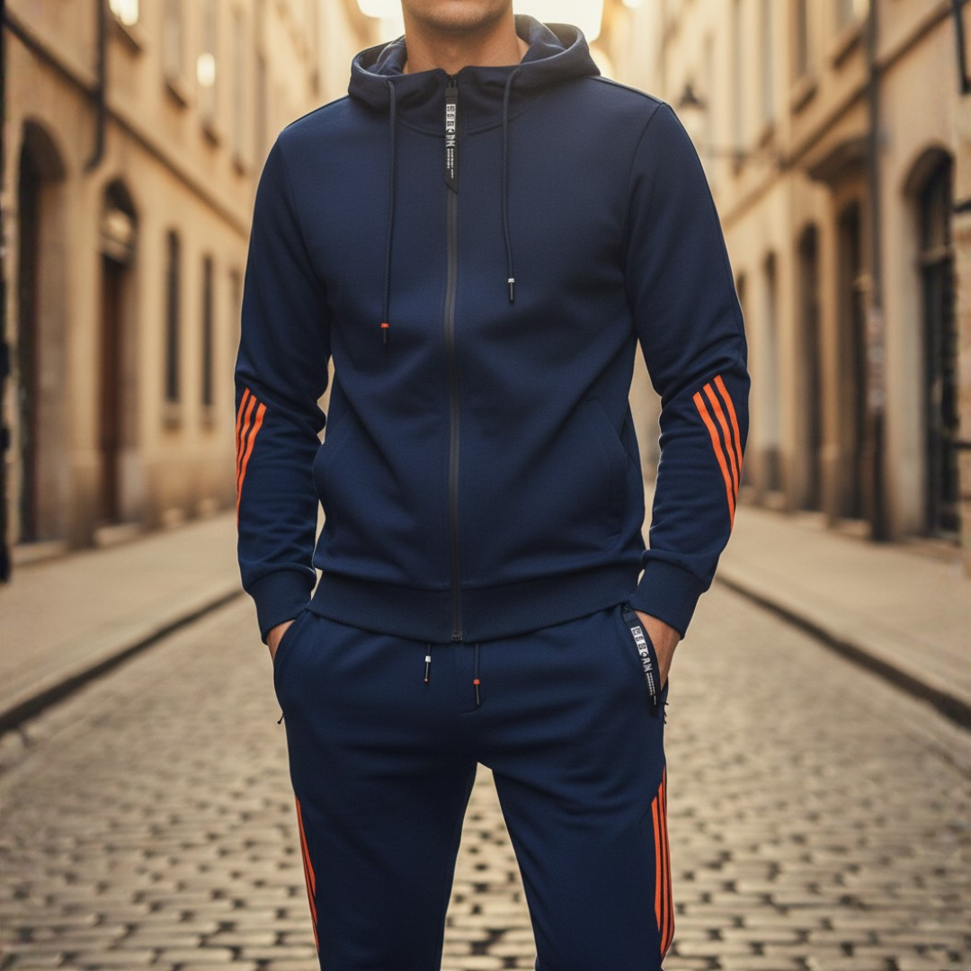 Men's Sports Tracksuit with Zip in Mixed Fibers