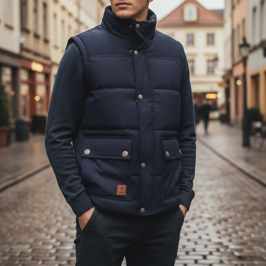 Men's Padded Sleeveless Gilet with Sherpa Lining