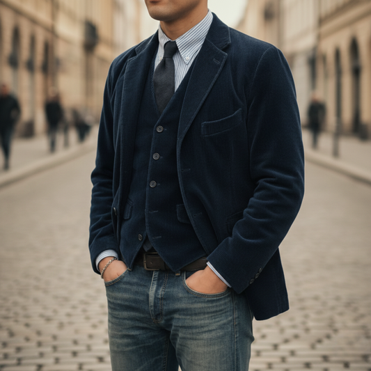 Men's Velvet Jacket with Vest