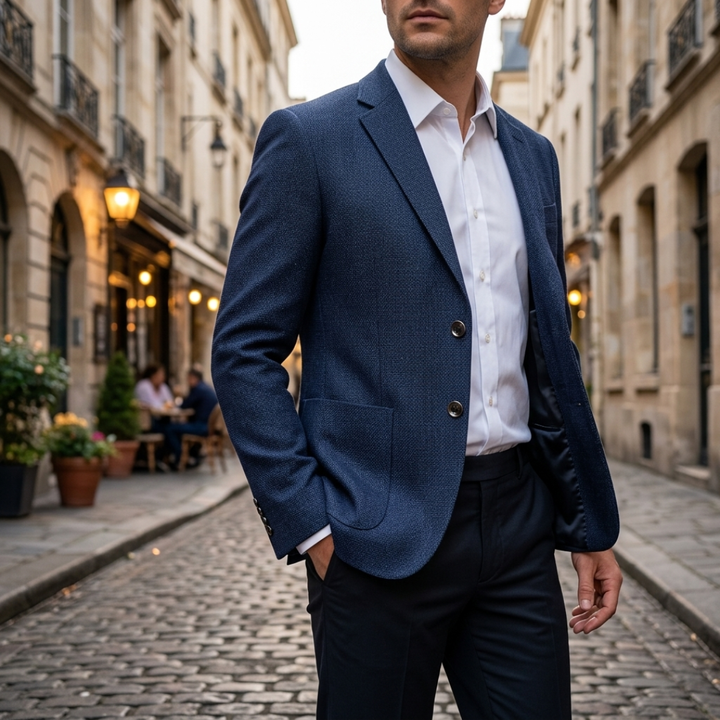 Giacca blazer da uomo slim fit in misto lana