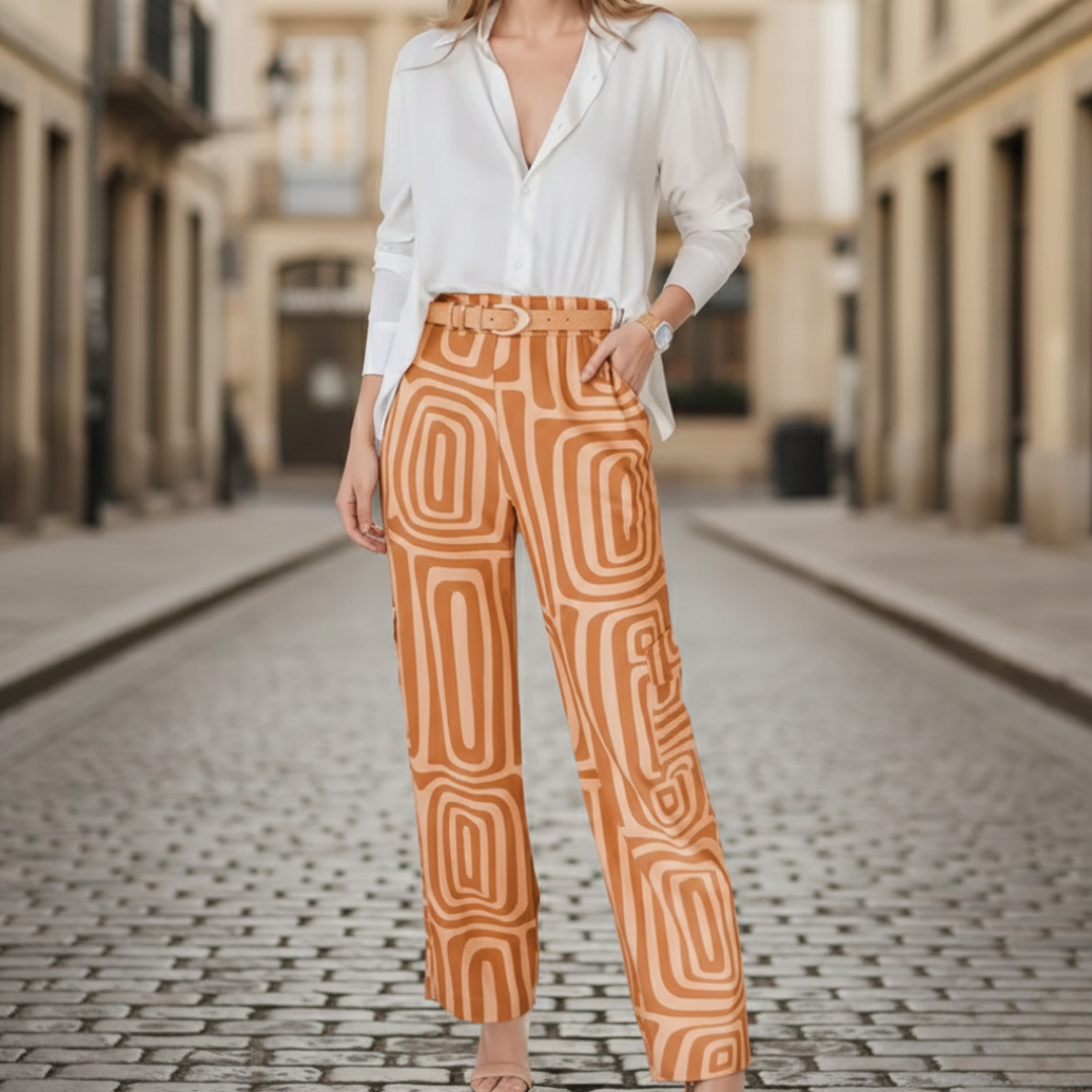 High-Waisted Pants and White Shirt Women's Summer Set
