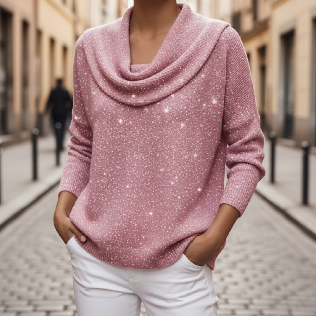 Women's Lurex Sweater with High Neck