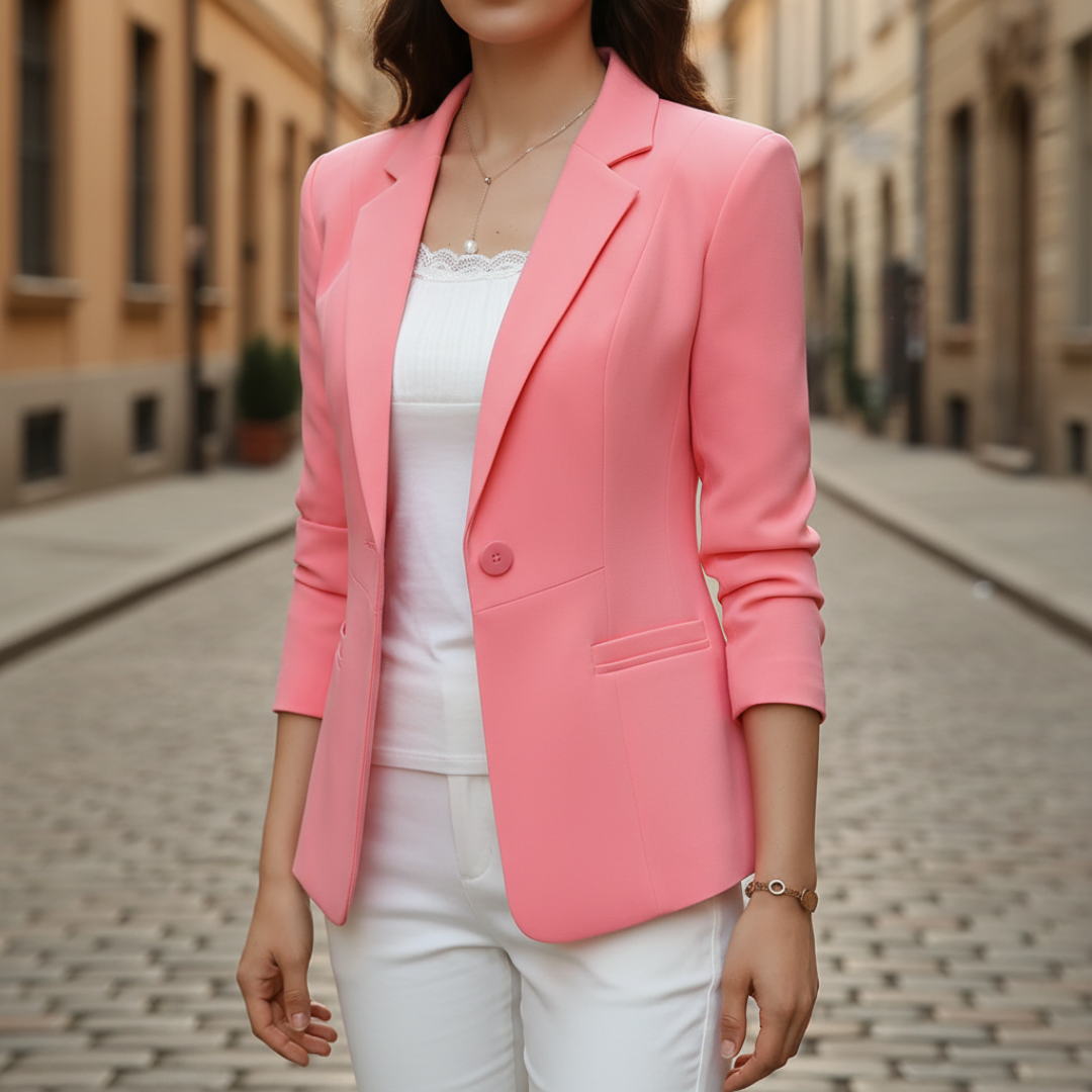 Women's Slim Fit Blazer Jacket with Single Button