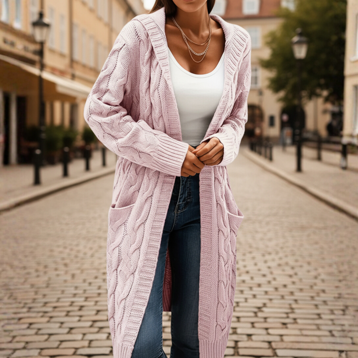 Cardigan lungo da donna con tasche