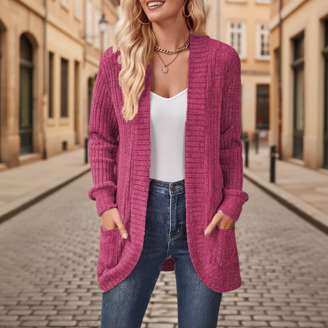 Women's Knitted Cardigan with Pockets Available