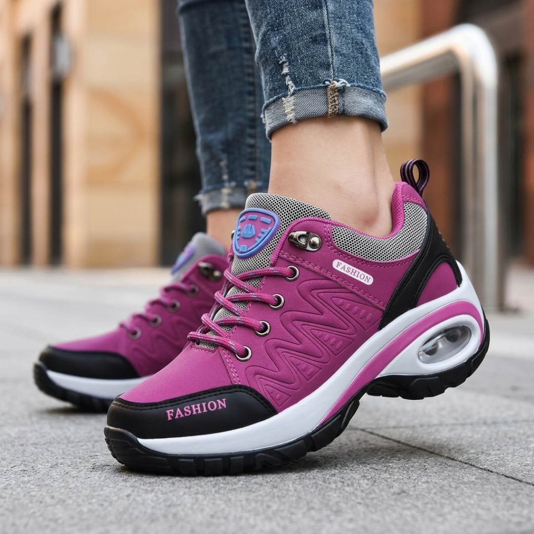 Women's Platform Walking Shoes with Laces and Air Cushioning
