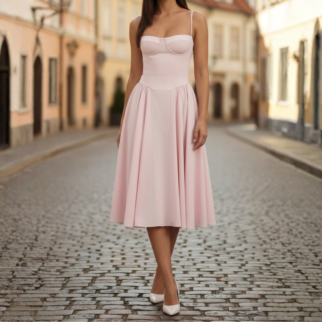 Women’s Midi Bodycon Dress with Corset Bodice