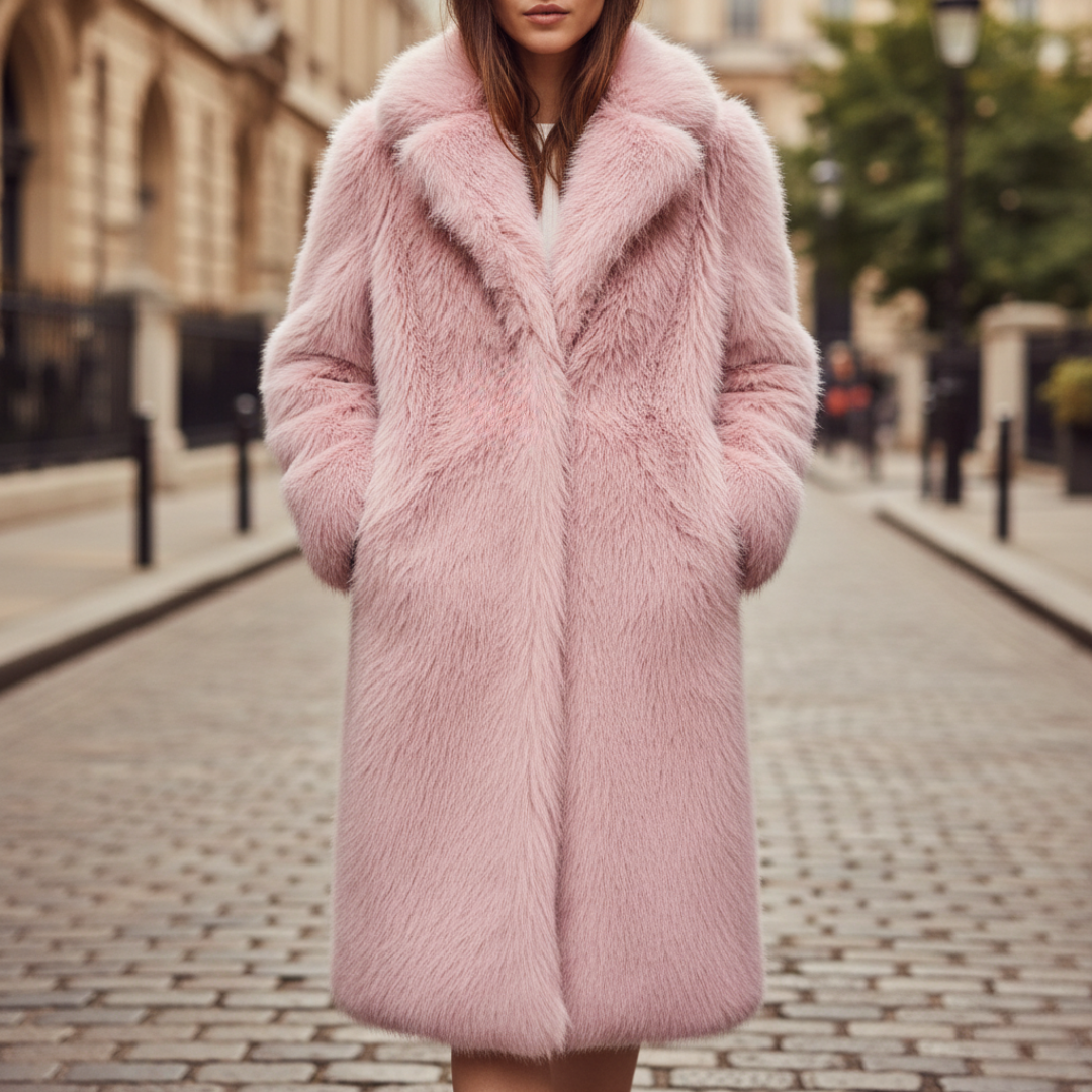 Long Synthetic Fur Coat for Women