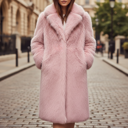 Long Synthetic Fur Coat for Women