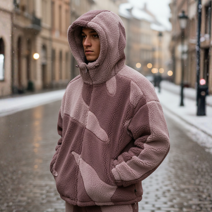 Men's Hooded Jacket with Camo Design