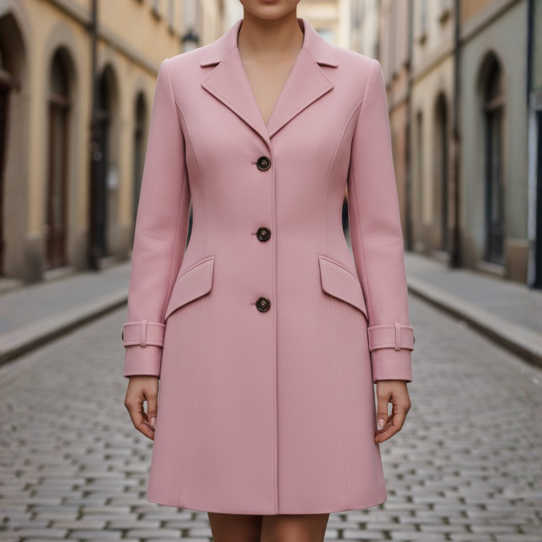 Women's Long Coat with Classic Collar