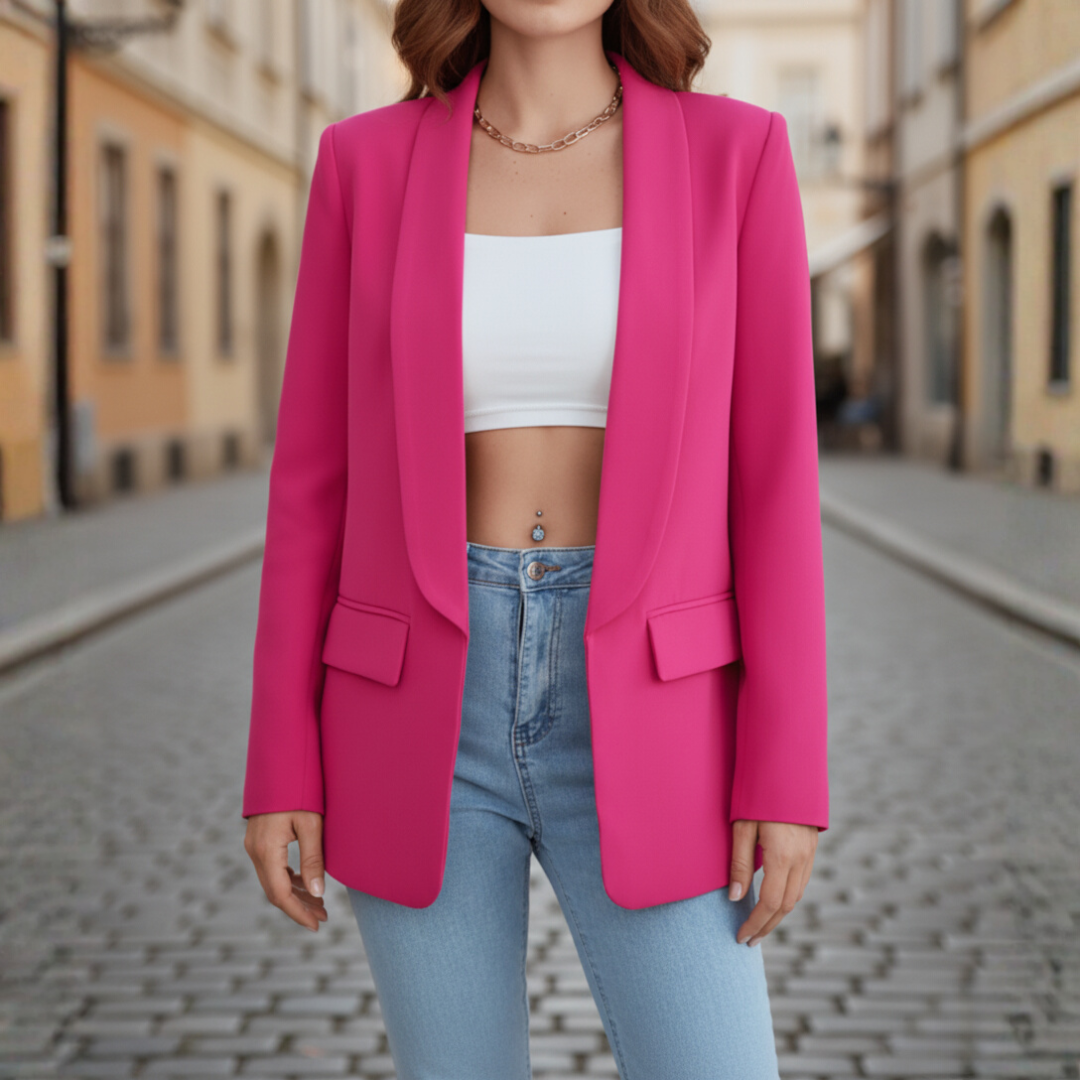 Women's Stretch Fabric Jacket with Long Sleeves and Pockets