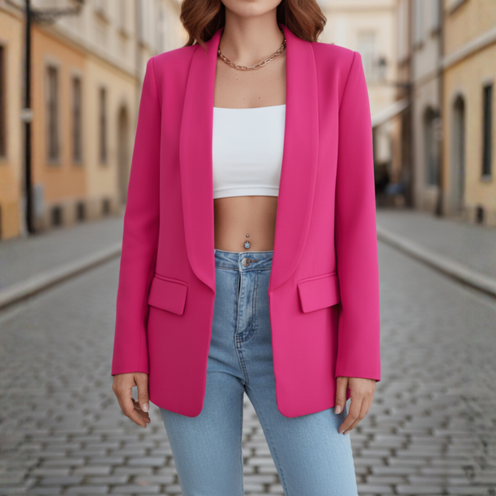 Giacca da donna in tessuto elasticizzato con maniche lunghe e tasche