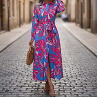 Women's Floral Print Maxi Dress | Elegant Long Sleeve Ankle-Length Spring Dress