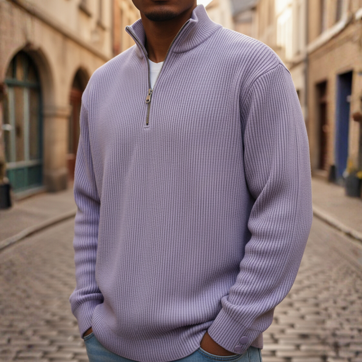Men's High Neck Zip Sweater
